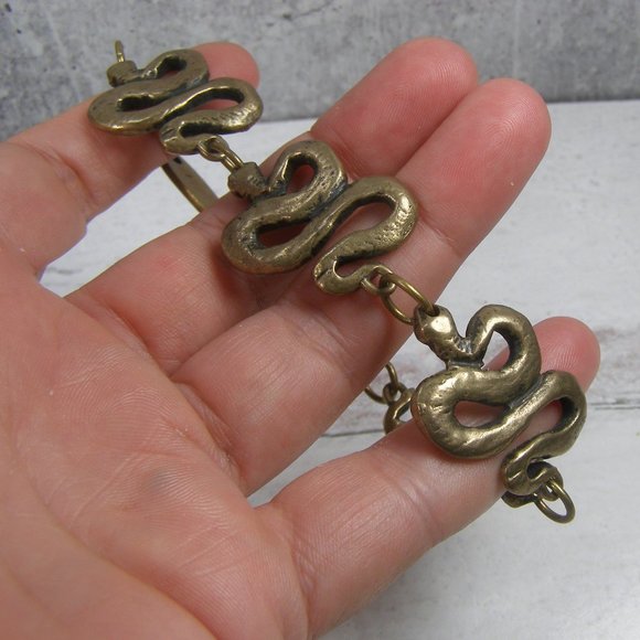 Robert Lee Morris for Elizabeth and james Snake Serpent Brass Bracelet Men 9" - Picture 3 of 7